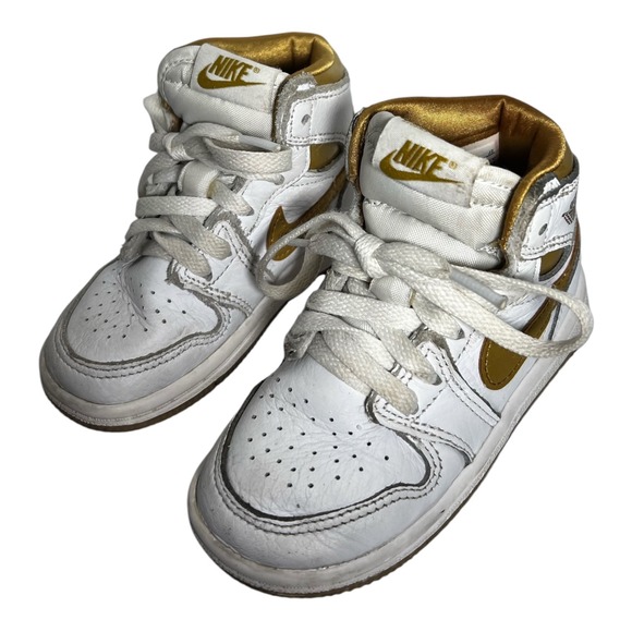 Jordan Other - Nike Air Jordan 1 Retro High OG Metallic Gold White Toddler Shoes 7C FD2598-107